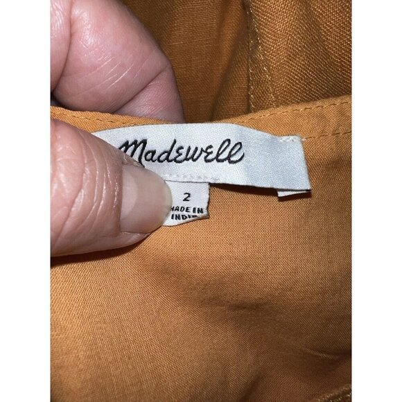 MADEWELL Maisie Mini Dress 100% Linen Balloon Sleeves Sz 2 - Picture 15 of 16